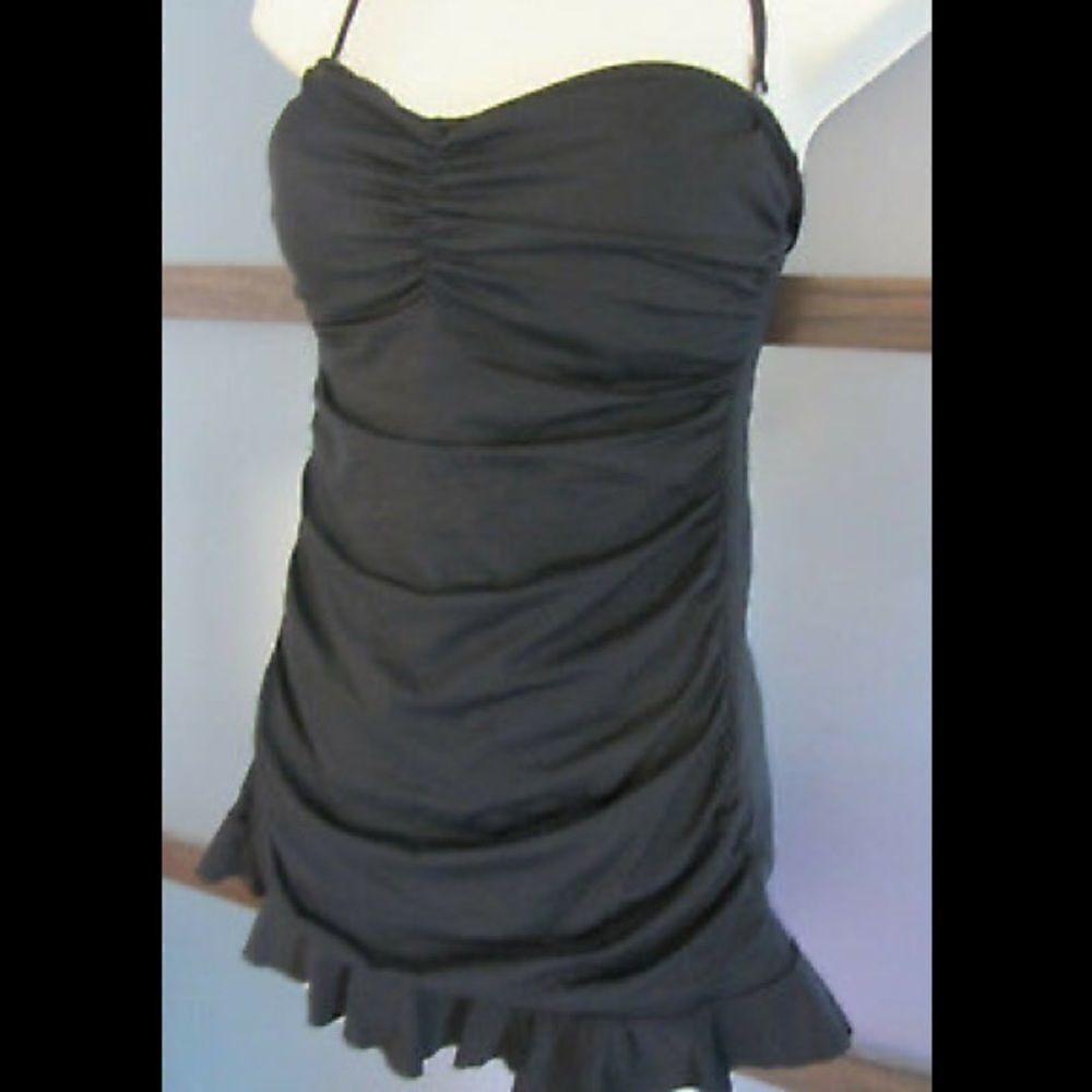 Allen b ruched slimming pin up skirt 1pc suit - Picture 3 of 10